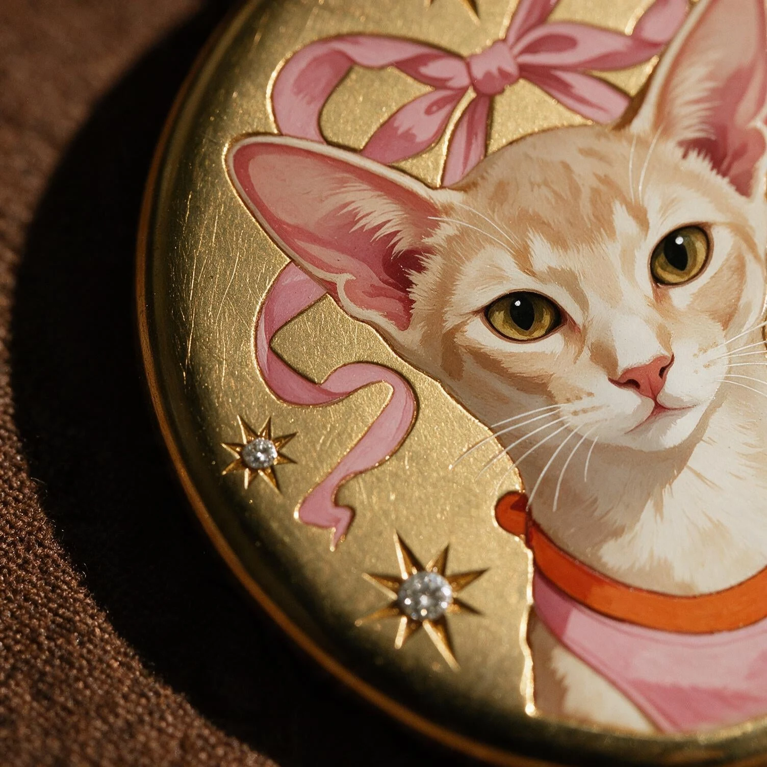Detail of a painted cat portrait